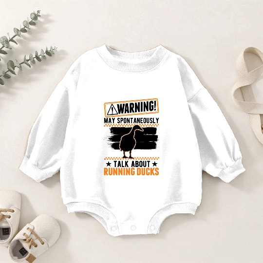 Warning Runner Duck Bottle Running Baby Romper Sweatshirts