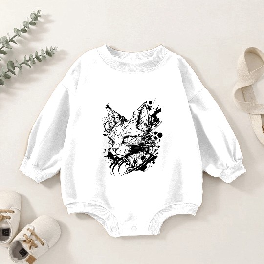 Space Cat In Vintage Tattoo Style Baby Romper Sweatshirts