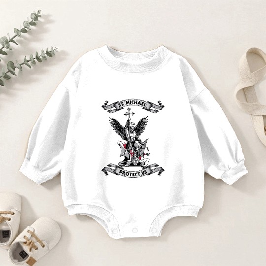 Archangel Saint Michael Protect Us Defend Us Long Baby Romper Sweatshirts