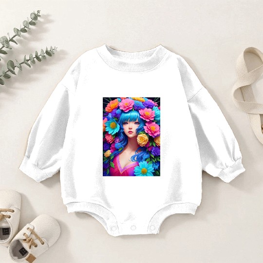 Spring Girl with a bouqet of flowers garland #18 Baby Romper Sweatshirts