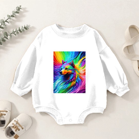 Labrador Retriever with rainbow splashes of colors Baby Romper Sweatshirts