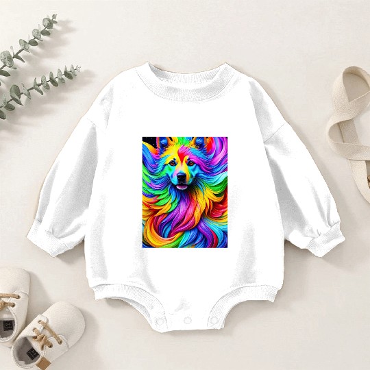 Labrador Retriever with rainbow splashes of colors Baby Romper Sweatshirts