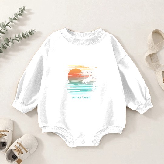 Artistic Venice Beach California Palm Tree Baby Romper Sweatshirts