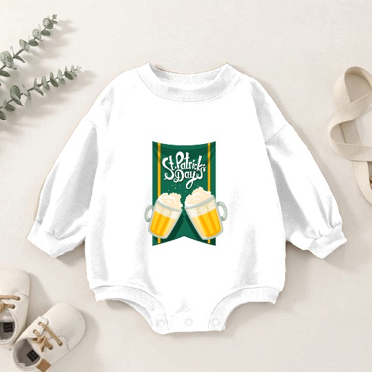 St Patrick's Day and two cups of beer Baby Romper Sweatshirts