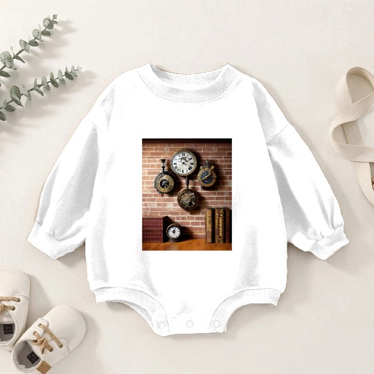 Ai art steampumk clocks Baby Romper Sweatshirts