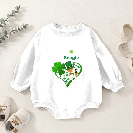 Irish Shamrock St Patrick's Day Beagle Cool Baby Romper Sweatshirts