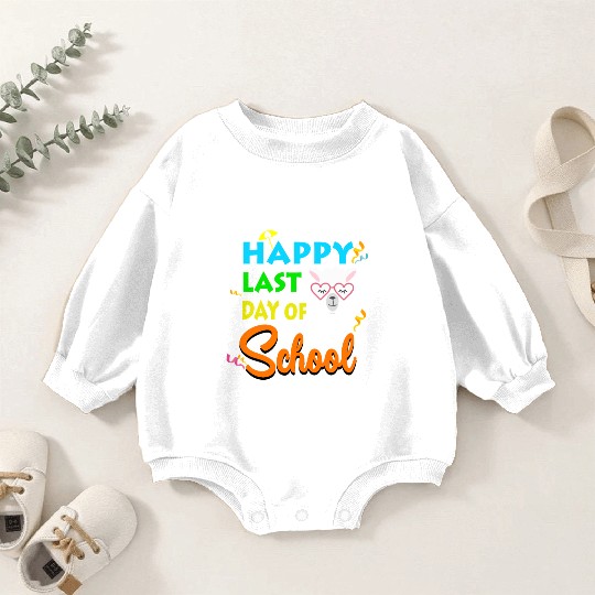 Last Day Of School Alpaca Llama With Sunglasses Baby Romper Sweatshirts