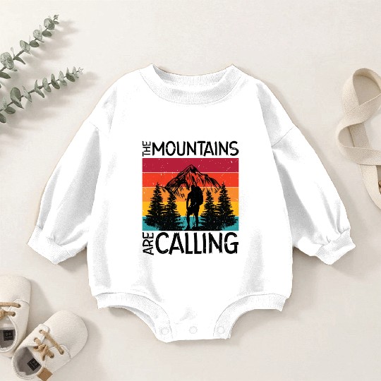 The Mountains Are Calling Outdoor Mountain Hiking Baby Romper Sweatshirts