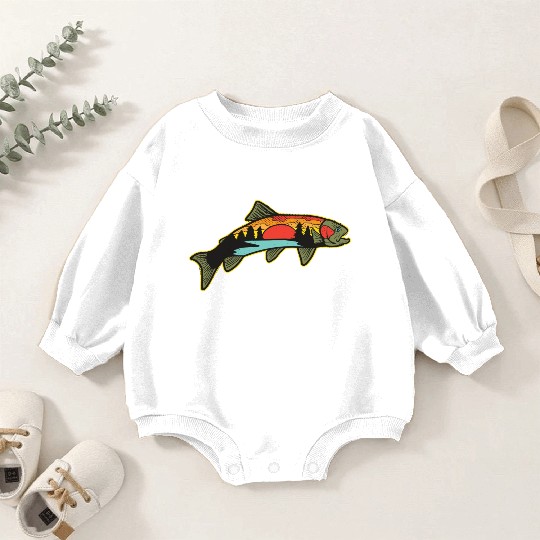 Trout Fishing Angler Nature Trout Bass Baby Romper Sweatshirts