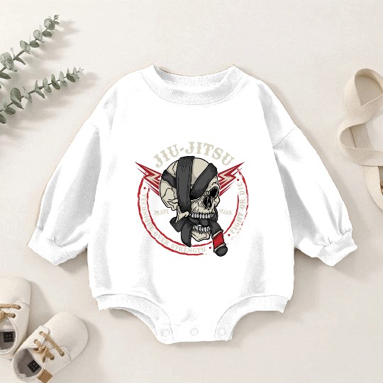 BJJ Skull - Fight or Die, Technique Over Strength Baby Romper Sweatshirts