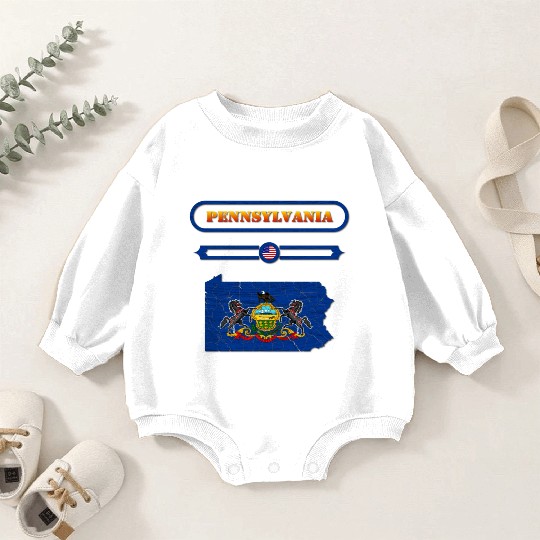 PENNSYLVANIA, MAP OF PENNSYLVANIA. SAMER BRASIL Baby Romper Sweatshirts