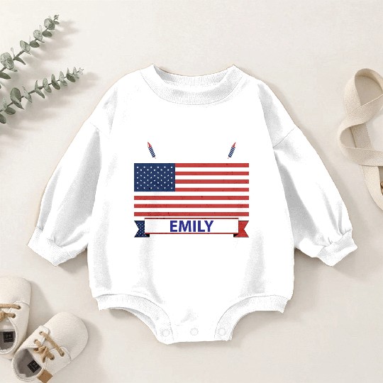 Team Emily USA American Flag Stars Baby Romper Sweatshirts