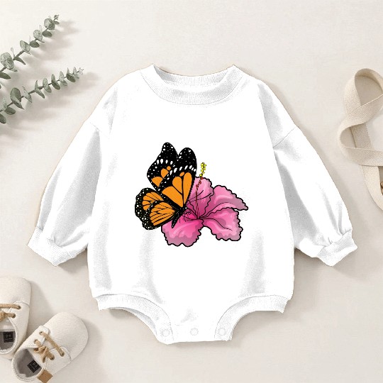 Butterfly Hibiscus Flower Baby Romper Sweatshirts