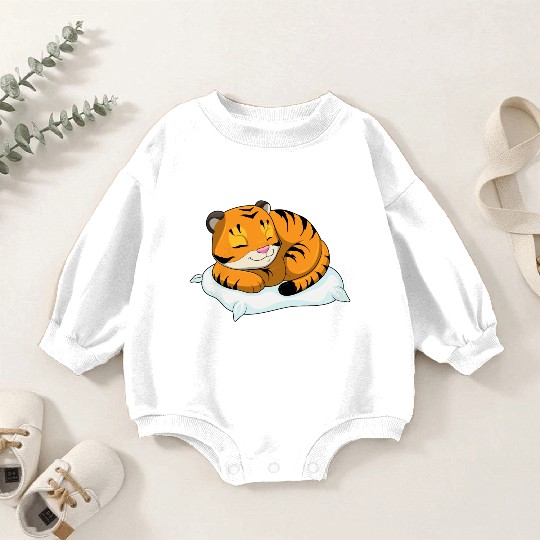 Tiger At Sleeping With Pillow Baby Romper Sweatshirts