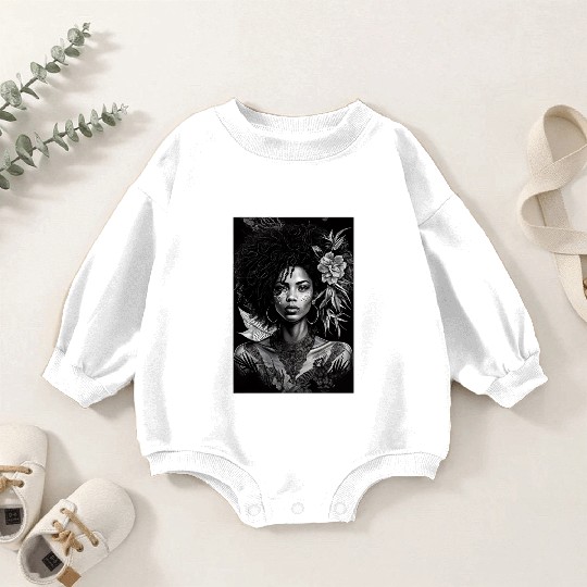 Black-and-White Afrocentric Art Baby Romper Sweatshirts