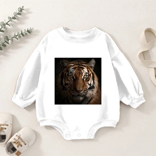 Roaring Majesty: A Stunning Tiger Portrait Baby Romper Sweatshirts