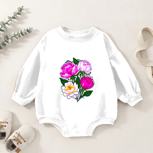 Peony Flower Art Baby Romper Sweatshirts