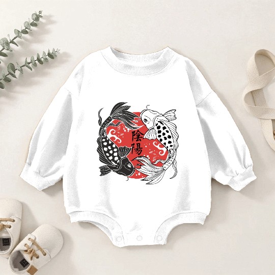 Koi Fish Yin and Yang Koi Fish Lover Gift Baby Romper Sweatshirts