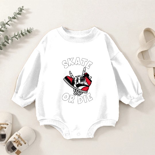 Skate Or Die Retro 80s 90s Skate Wear Urban Baby Romper Sweatshirts