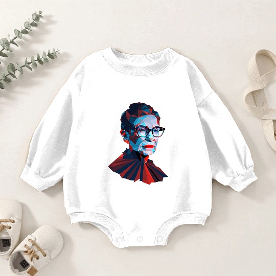 Ruth Bader Ginsburg low polygon design red blue Baby Romper Sweatshirts