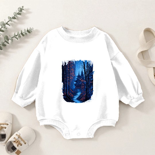 Japanese Temple in a Bamboo Forest Baby Romper Sweatshirts