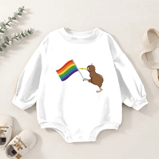 Rainbow Kiwi Pride Baby Romper Sweatshirts