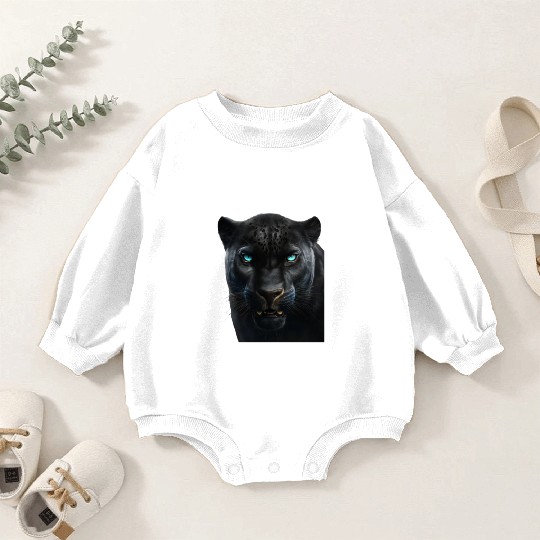 Black panther with blue eyes design wild animal Baby Romper Sweatshirts
