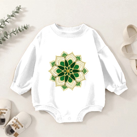 green mandala for islamic holidays Baby Romper Sweatshirts