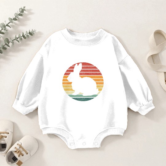 Bunny Lover - Vintage Sunset Bunny Baby Romper Sweatshirts