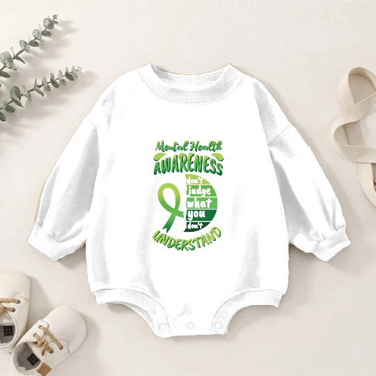 Brain May Green Mental Health Awareness Month Baby Romper Sweatshirts