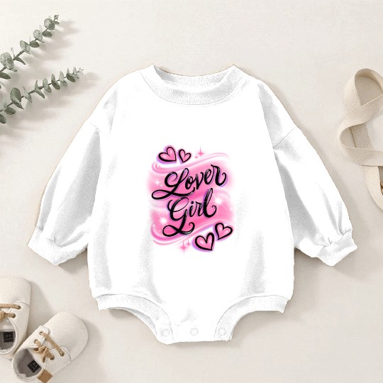 Lover Girl pink airbrush design Baby Romper Sweatshirts