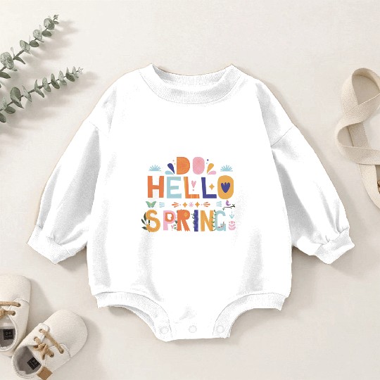 Hello Spring | Colorful Seasonal Art Baby Romper Sweatshirts