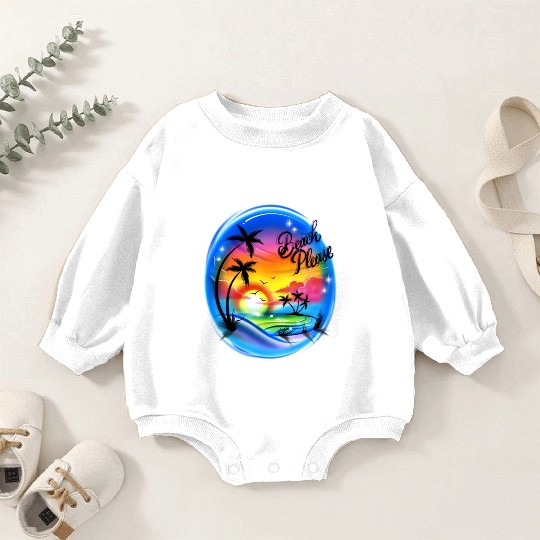 Beach Please Airbrush Colorful Baby Romper Sweatshirts