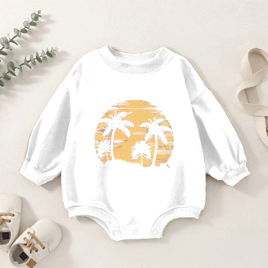 Vintage Retro Sunset Watercolor Beach Vacation 4 Baby Romper Sweatshirts
