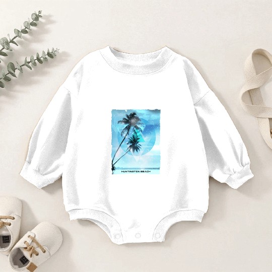 Artistic Huntington Beach California Palm Tree Baby Romper Sweatshirts
