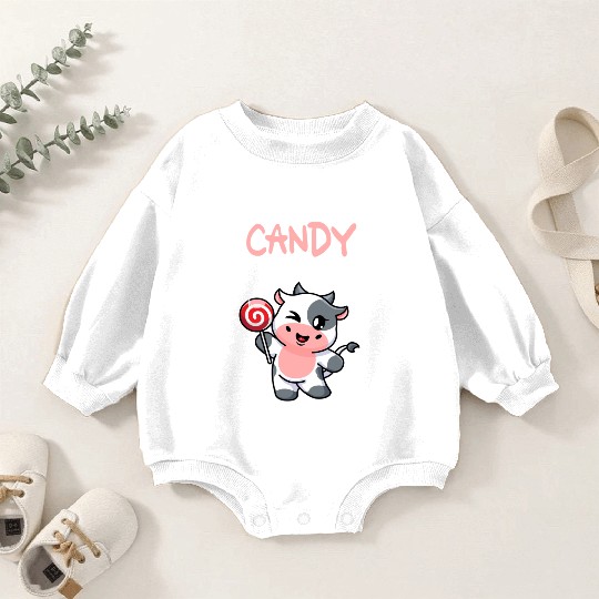 Candy Queen I Lollipop I Cow I Kids I Candy Baby Romper Sweatshirts