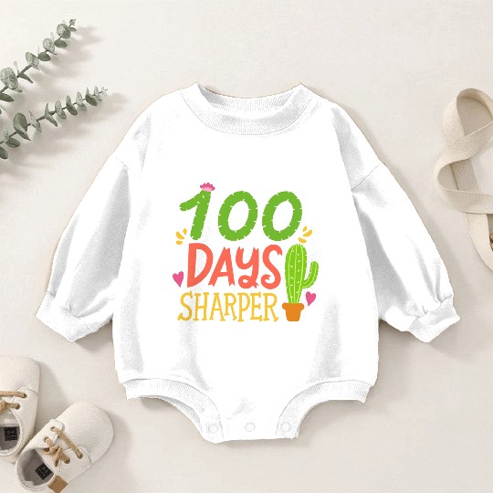100 Days Of School Student Teacher Cactus Baby Romper Sweatshirts