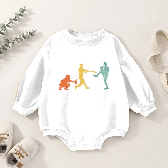 Baseball Catcher Pitcher Batter Vintage Baby Romper Sweatshirts