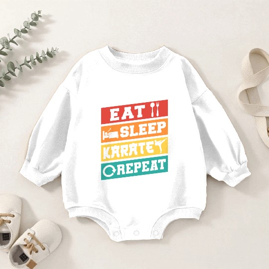 Karate Belt Eat Sleep Karate Repeat Baby Romper Sweatshirts