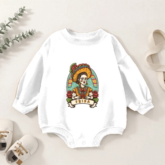 Frida Kahlo Floral Portrait Funny Cinco De Mayo Baby Romper Sweatshirts