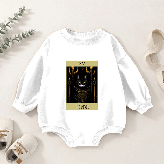 Tarot card the devil cat - readings and astrology Baby Romper Sweatshirts