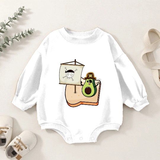 Funny avocado pirate sailing on a toast bread Baby Romper Sweatshirts
