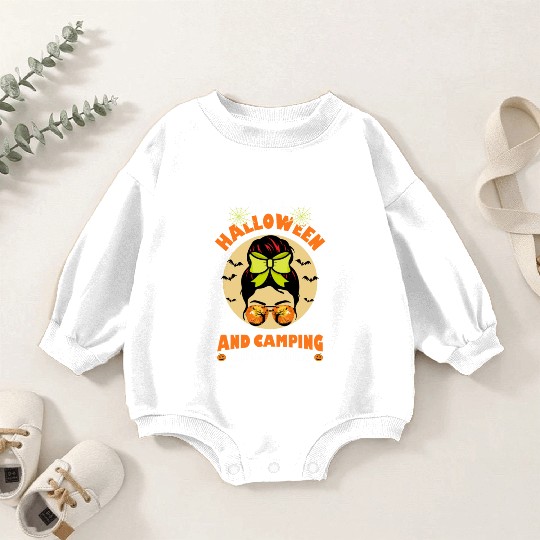 Im a Halloween And Camping Kinda Girl Trick or Tre Baby Romper Sweatshirts