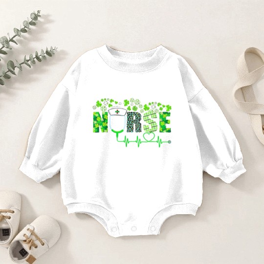 Irish Nurse Shamrock Stethoscope St Patricks Day Baby Romper Sweatshirts