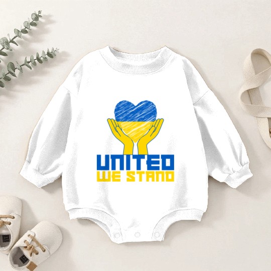 United we stand! US Solidarity for Ukraine Baby Romper Sweatshirts