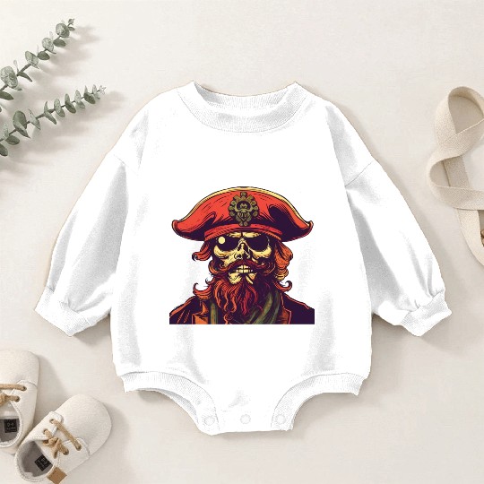 Fierce Pirate Skull Set Sail for Adventure Baby Romper Sweatshirts