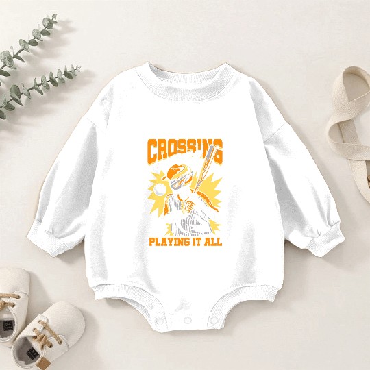 Crossing Over Playing It All Baseball Bat Sports Baby Romper Sweatshirts