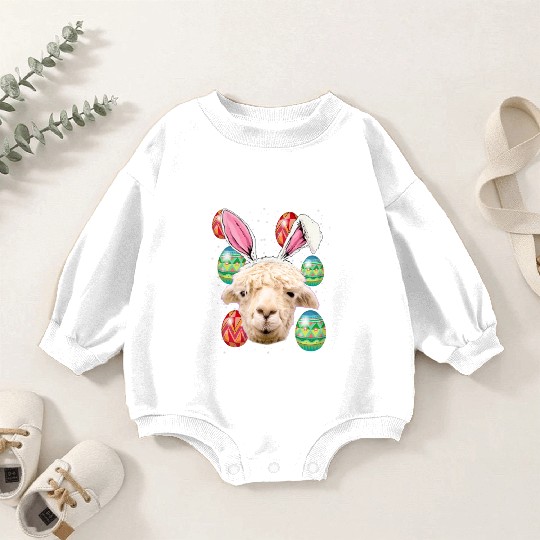 Easter Bunny Alpaca Funny Farmer Easter Alpaca Baby Romper Sweatshirts