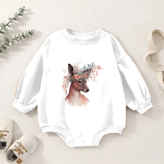 Cute Kangaroo Flower Crown Floral Kangaroo Lover Baby Romper Sweatshirts