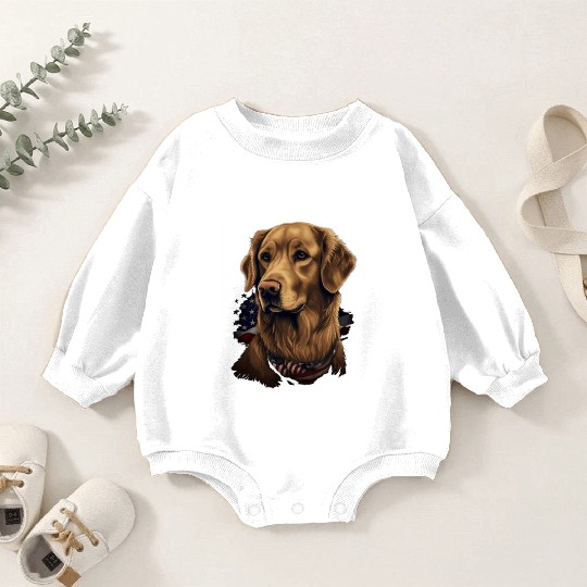 Golden Retriever American Flag Dog Lover Baby Romper Sweatshirts
